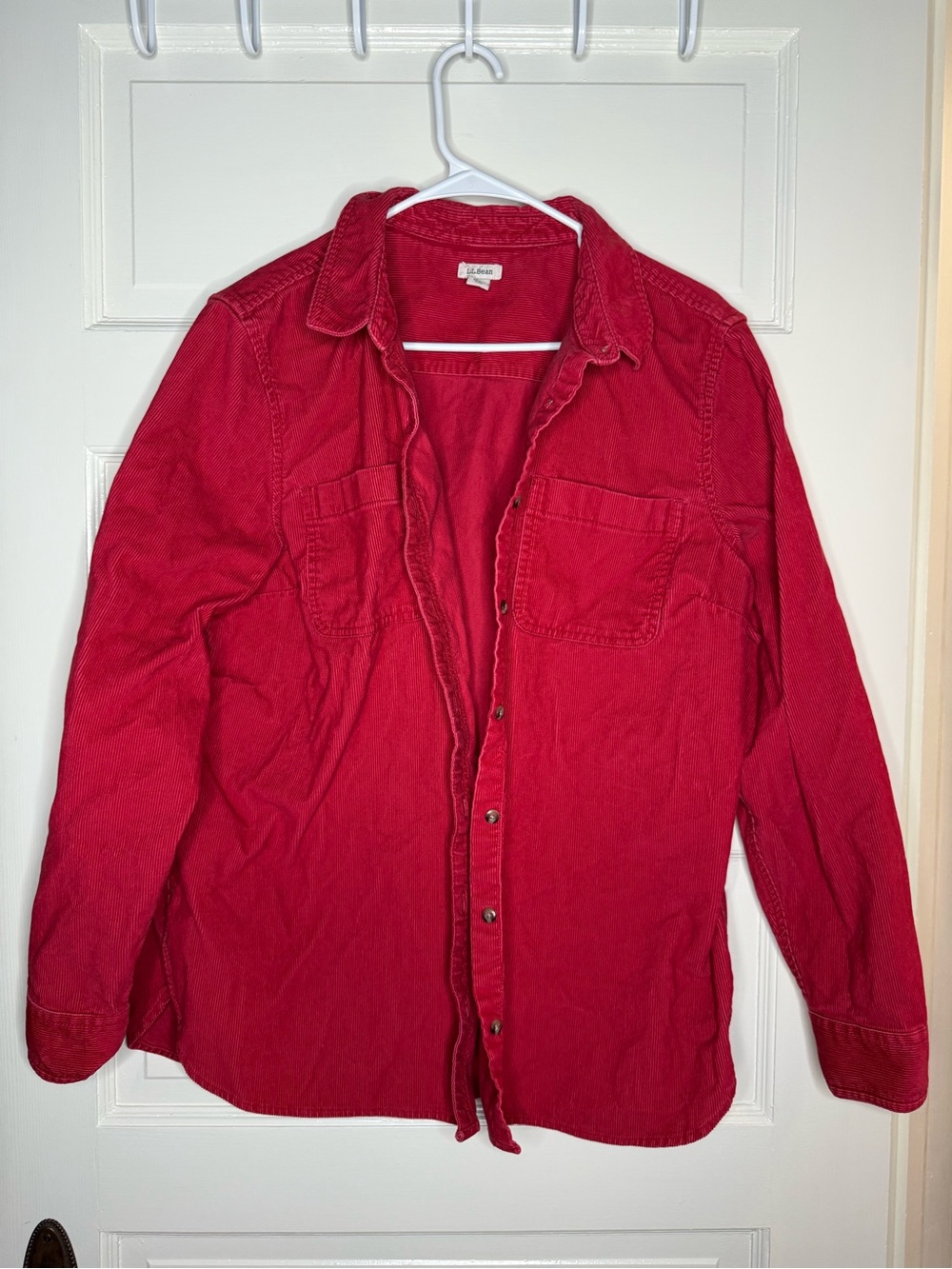 L.L. Bean Red Corduroy Button-Down Shirt